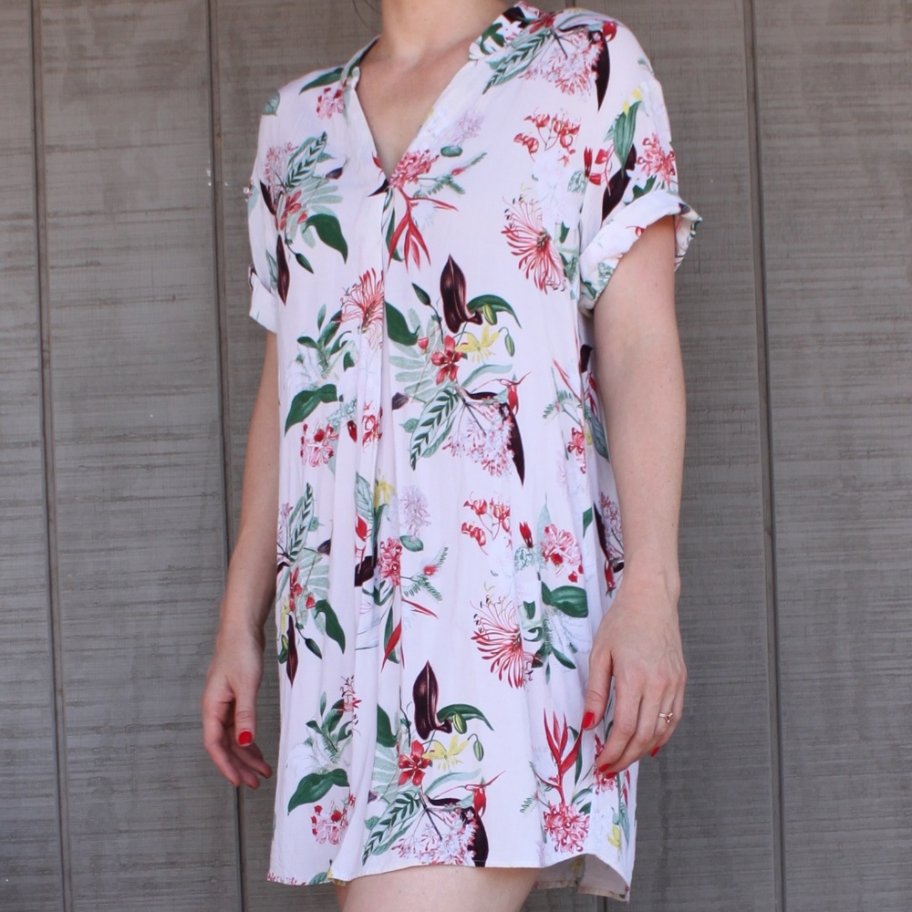 H&M Tropical Print Shirt Dress